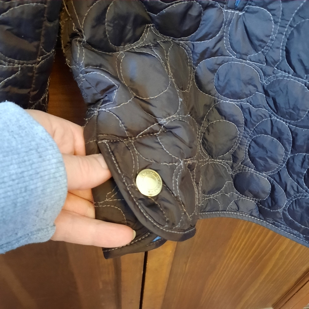 Coach Quilted Signature C Barn Jacket Chocolate Brown Embroidered Logo Size XL - Picture 8 of 16